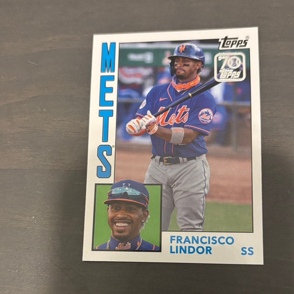 Topps Francisco Lindor Mets Card - Blue and Gray